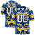 Custom Royal Blue Gold-White Mesh Camo Football Jersey