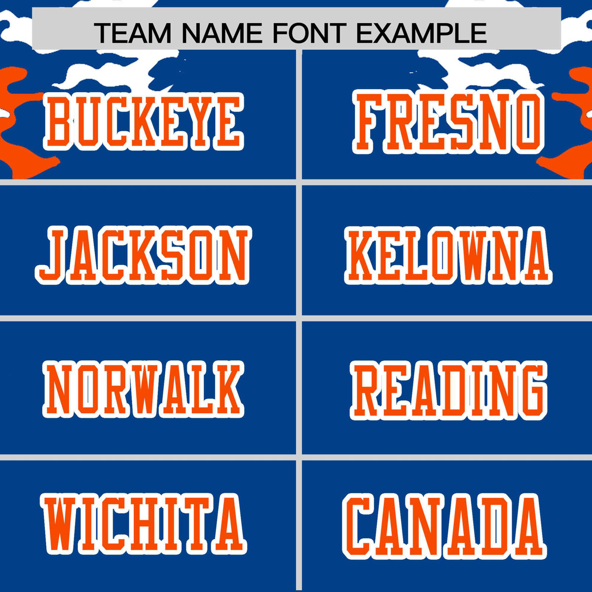 Custom Royal Blue Orange-White Mesh Camo Football Jersey