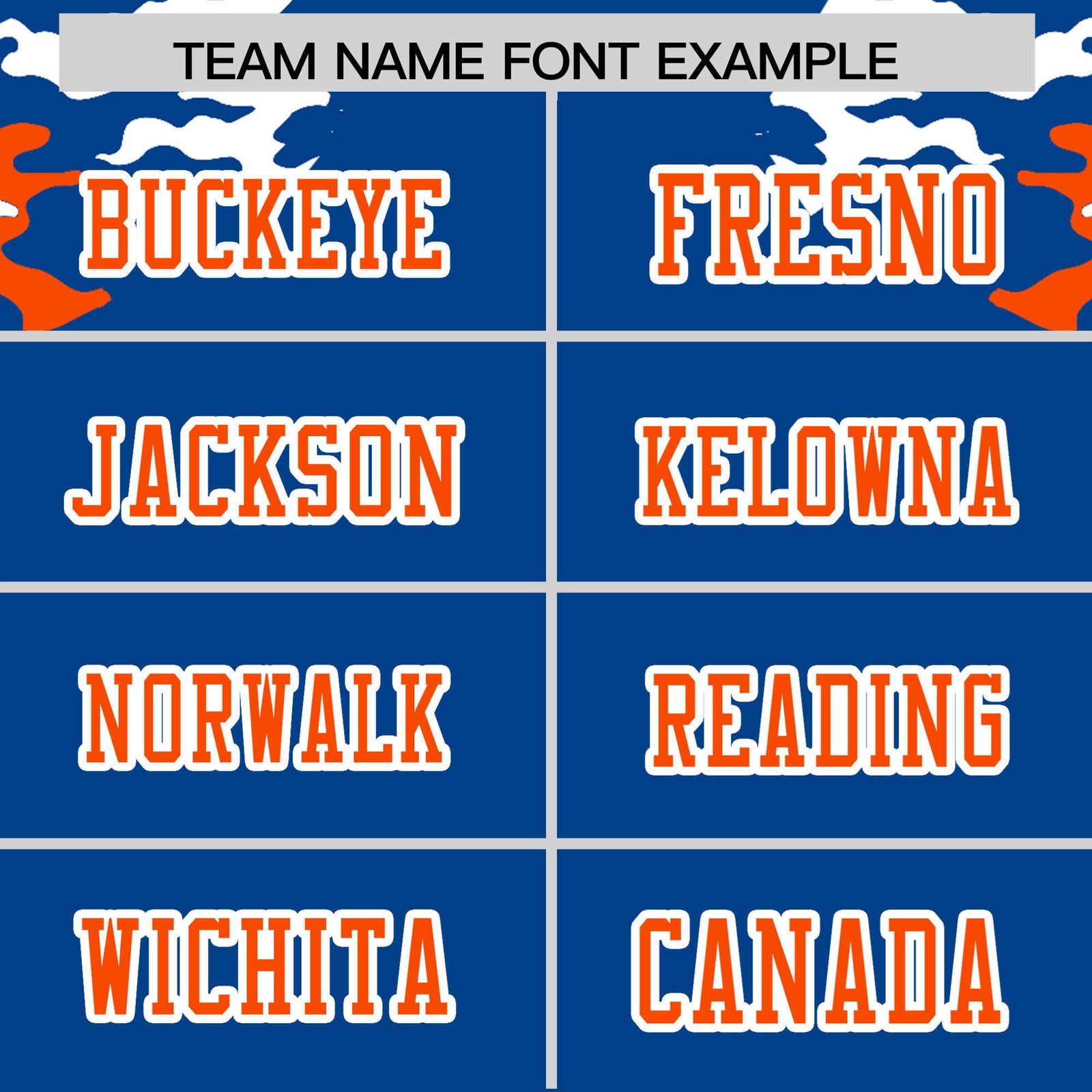 Custom Royal Blue Orange-White Mesh Camo Football Jersey