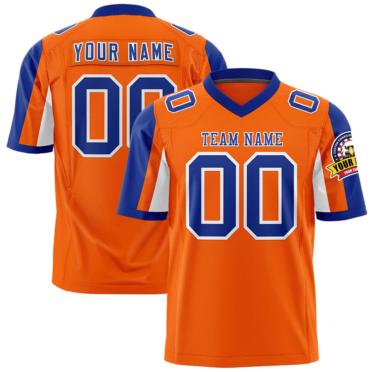 Custom Orange Purple-White Color Block Personalized Raglan Sleeves Authentic Football Jersey