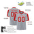 Custom Gray Red-White Color Block Personalized Raglan Sleeves Authentic Football Jersey