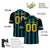 Custom Black Aqua-Yellow Mesh Stripe Football Jersey