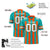 Custom Aqua Orange-White Mesh Stripe Football Jersey