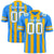 Custom Powder Blue Yellow-White Mesh Stripe Football Jersey