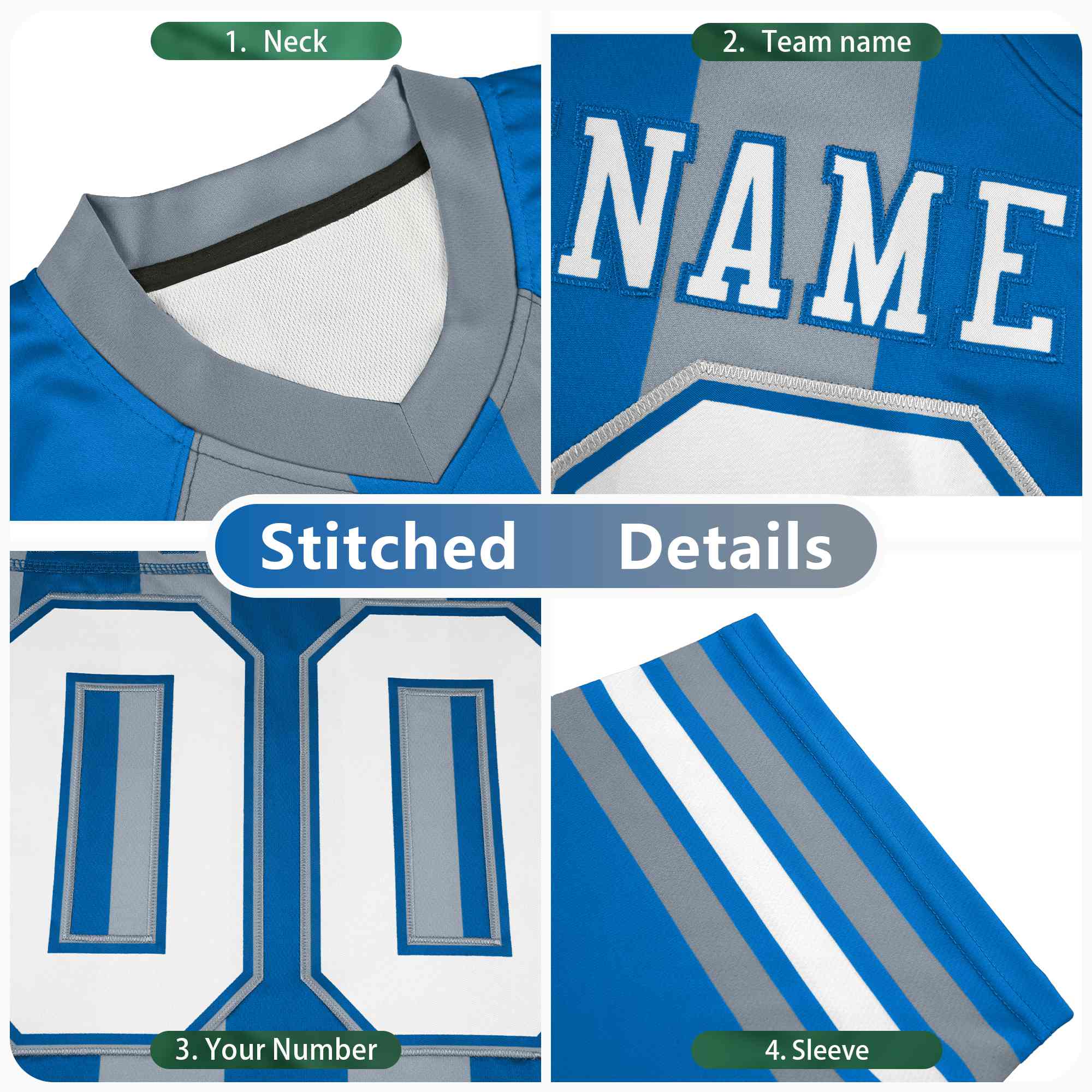 Custom Powder Blue Yellow-White Mesh Stripe Football Jersey