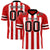 Custom Red White-Black Mesh Stripe Football Jersey