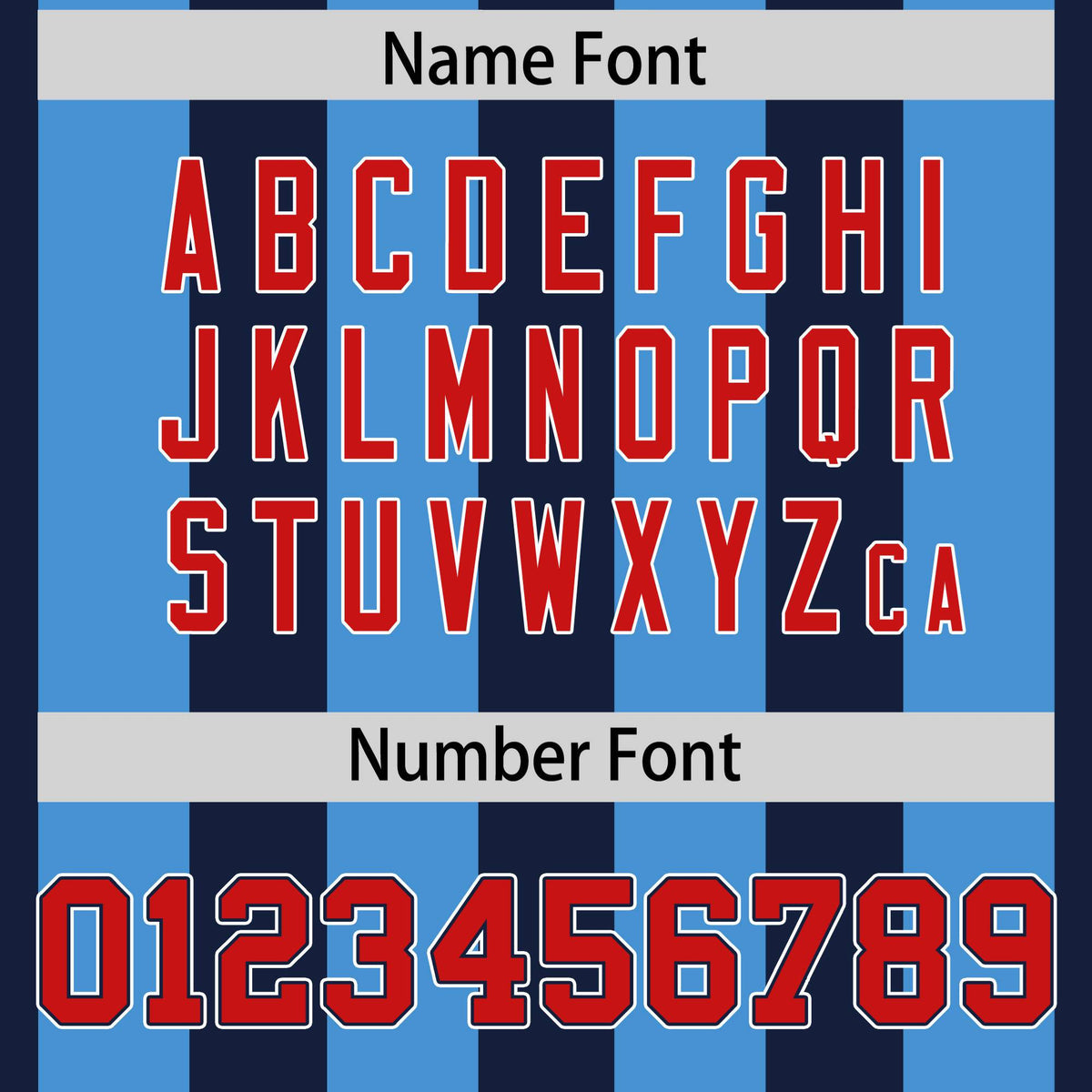 Custom Navy Powder Blue-Red Mesh Stripe Football Jersey