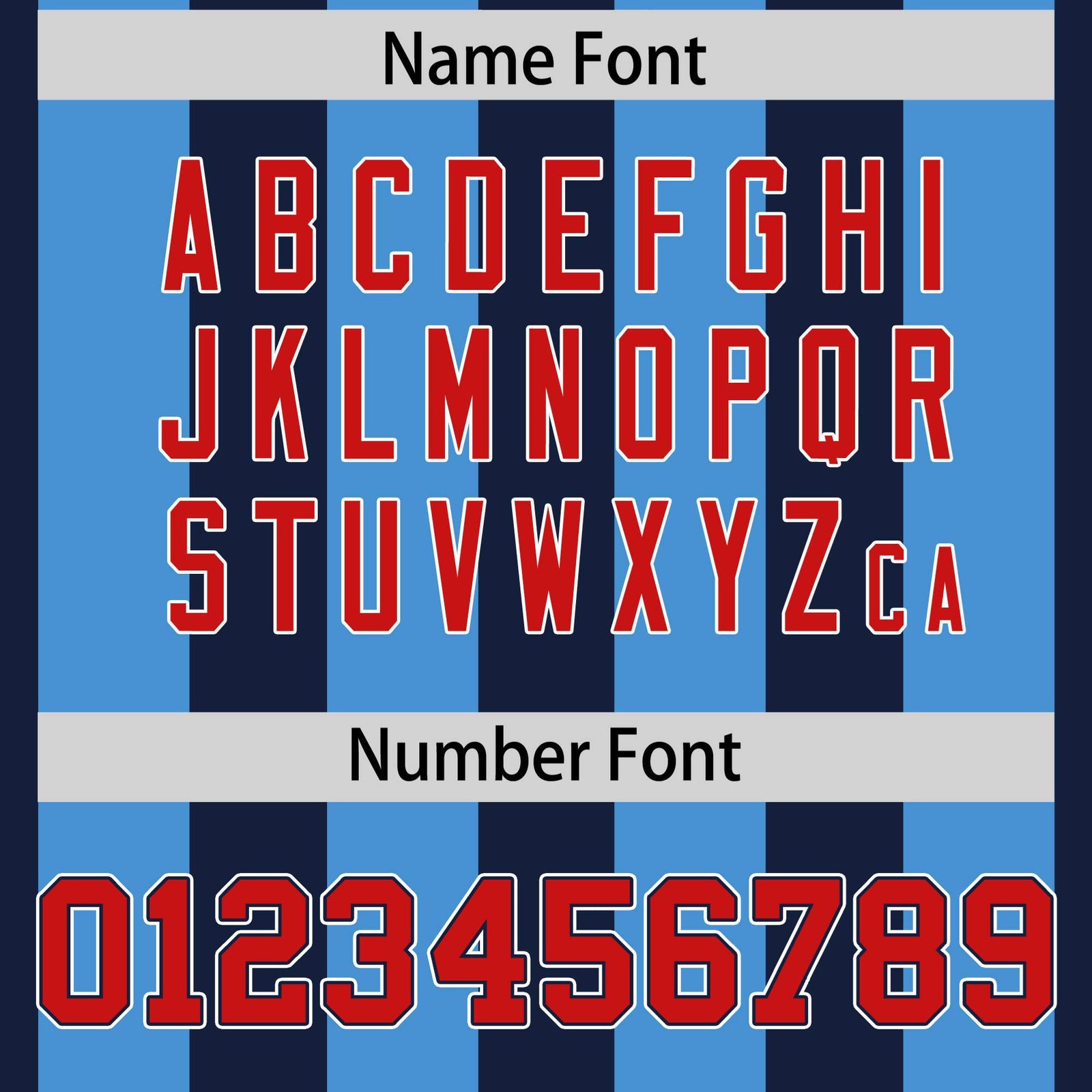 Custom Navy Powder Blue-Red Mesh Stripe Football Jersey