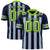 Custom Navy Gray-Neon Green Mesh Stripe Football Jersey