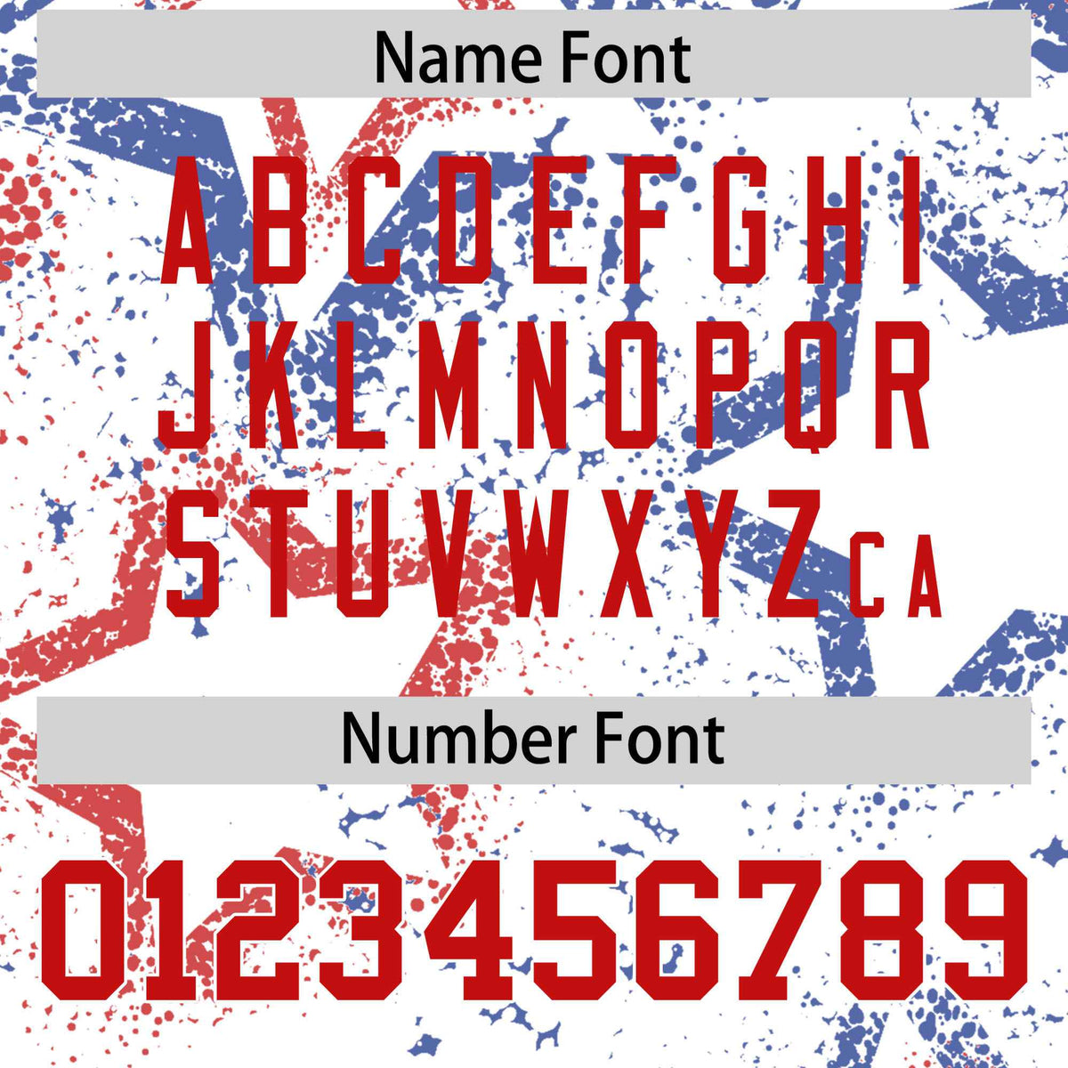 Custom White Royal-Red Blue Mesh Star Football Jersey