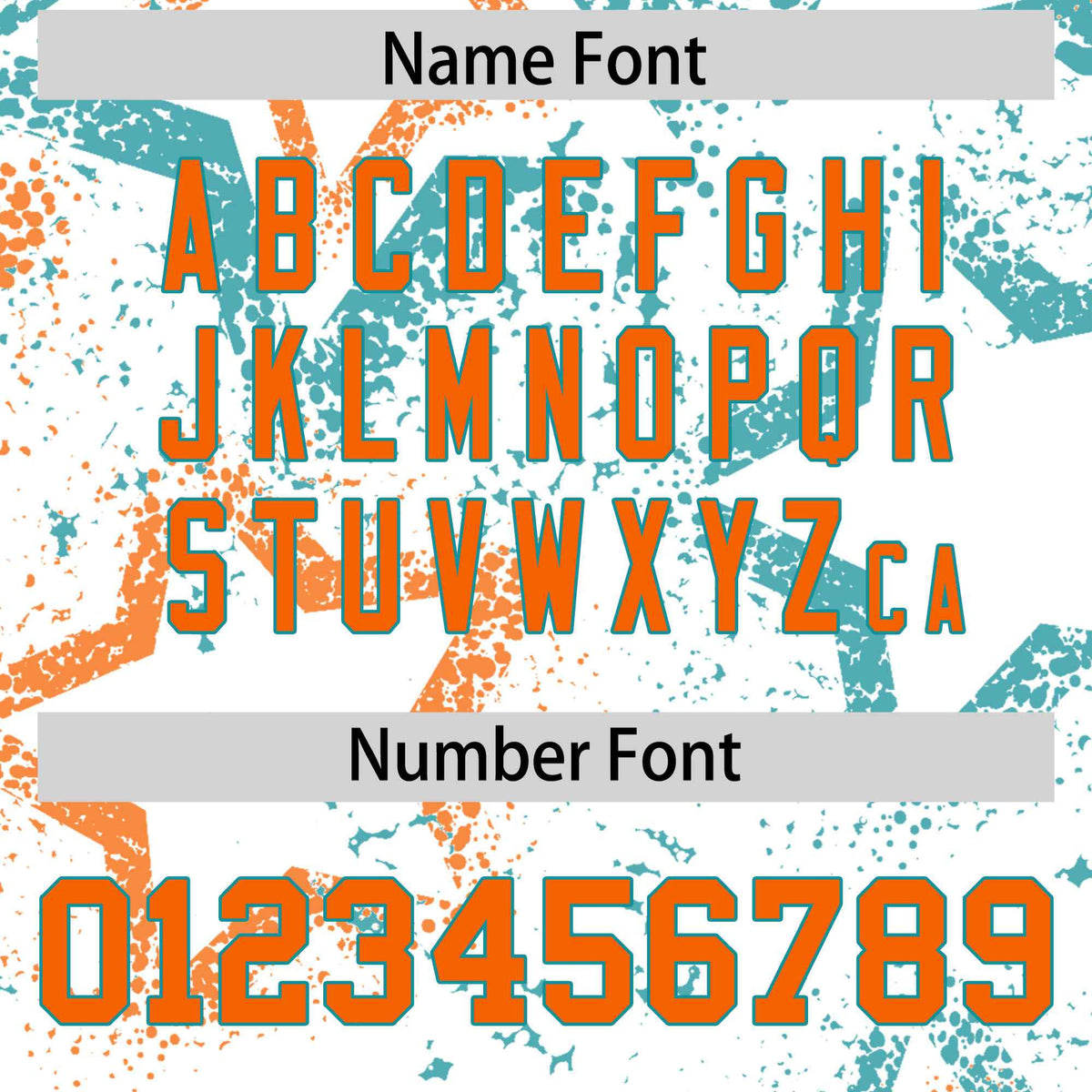 Custom White Orange Aqua Mesh Star Football Jersey