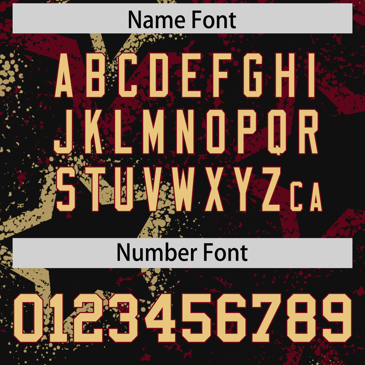 Custom Black Old-Gold Red Mesh Star Football Jersey