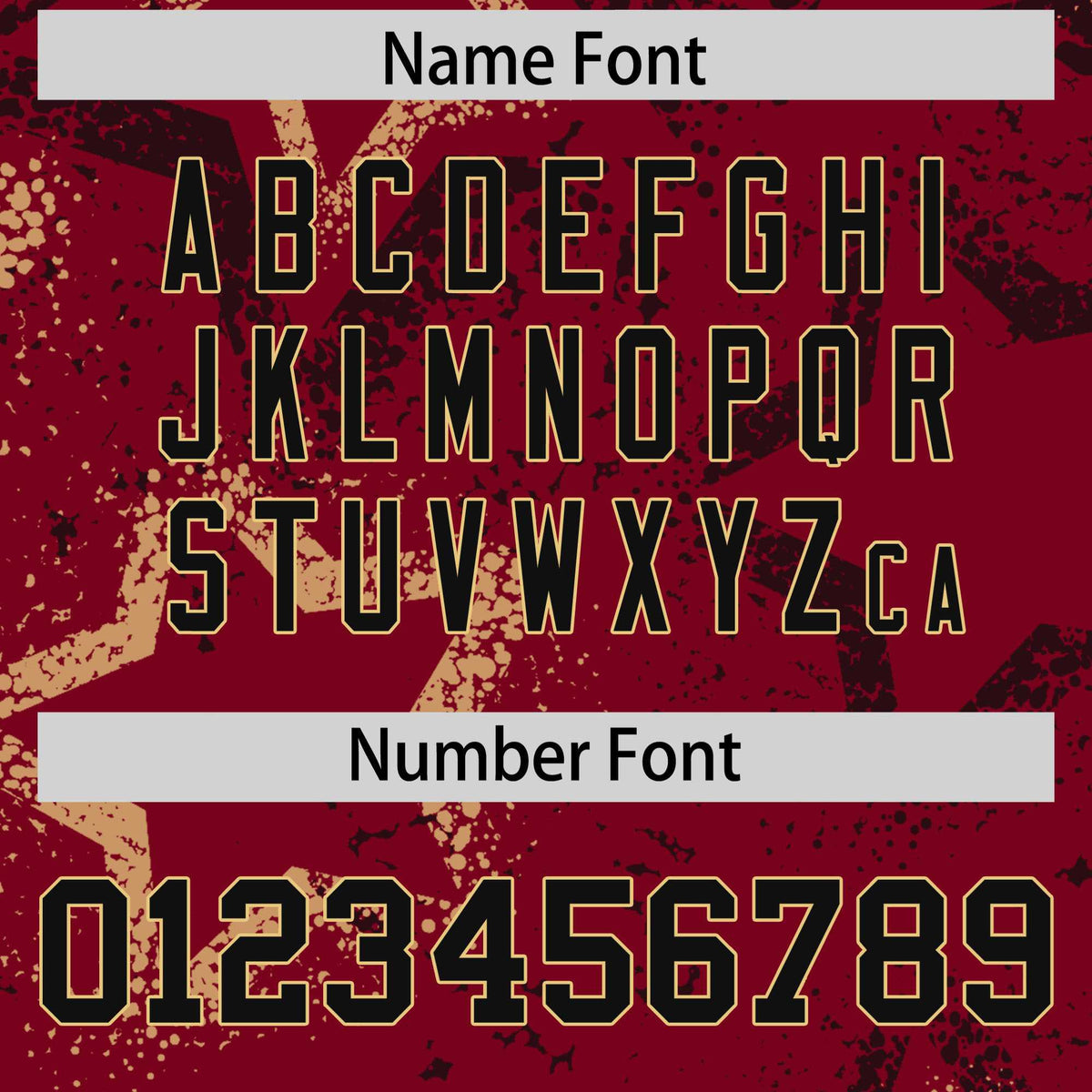 Custom Red Black Old-Gold Mesh Star Football Jersey