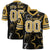 Custom Black Old-Gold White Mesh Star Football Jersey