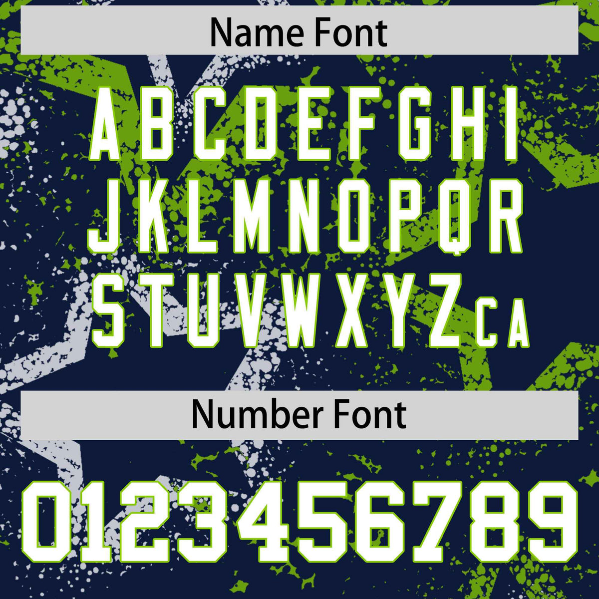 Custom Navy White Neon-Green Mesh Star Football Jersey