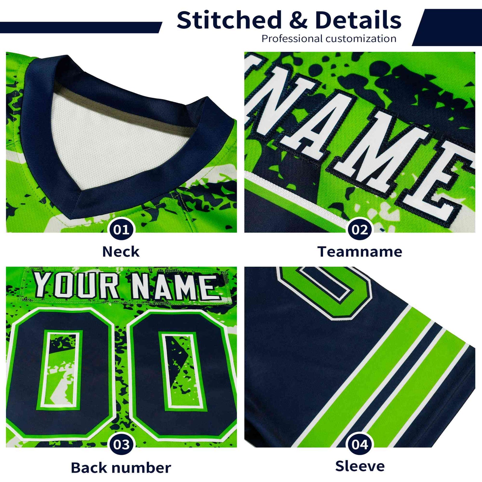 Custom Navy White-Red Mesh Star Football Jersey