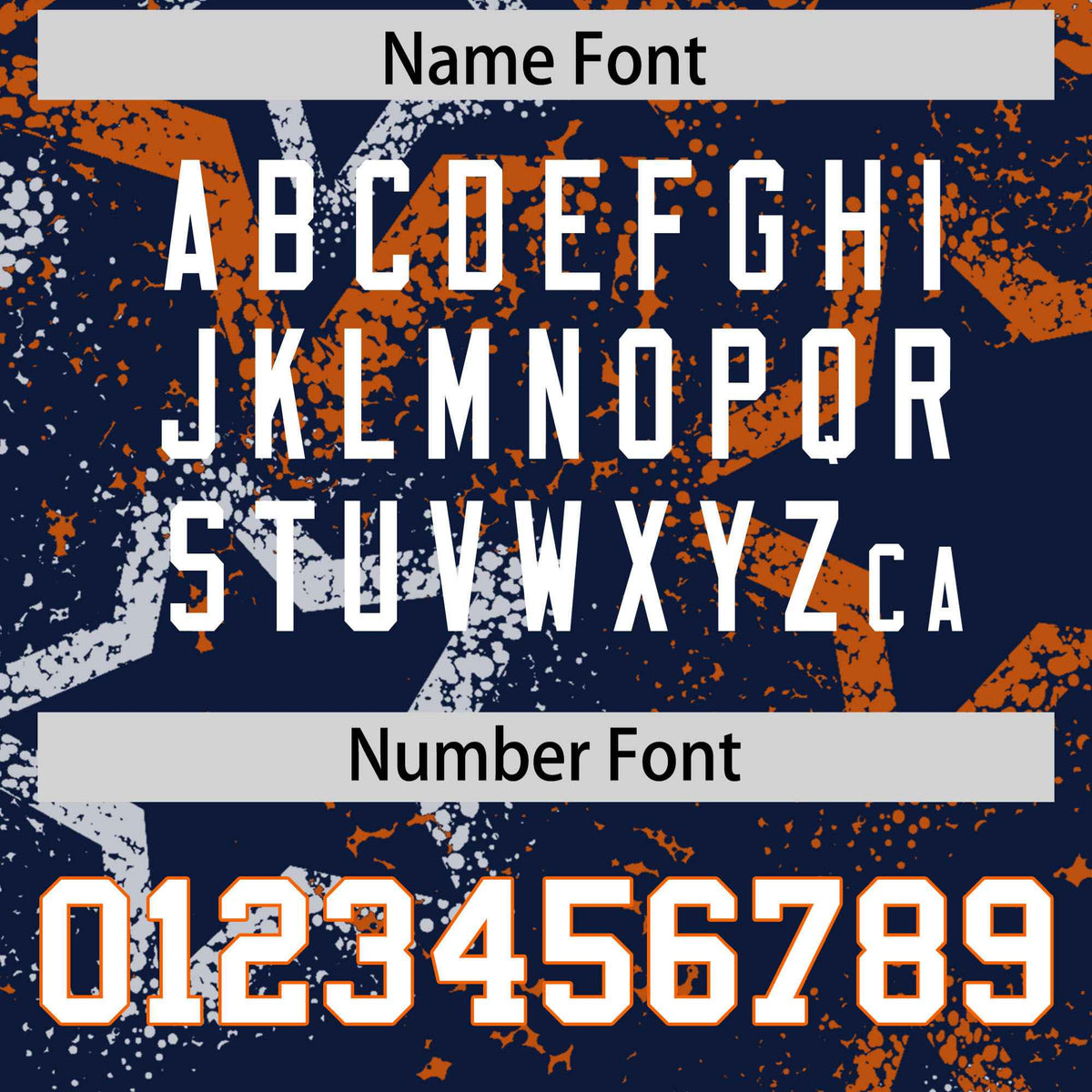 Custom Navy White-Orange Mesh Star Football Jersey