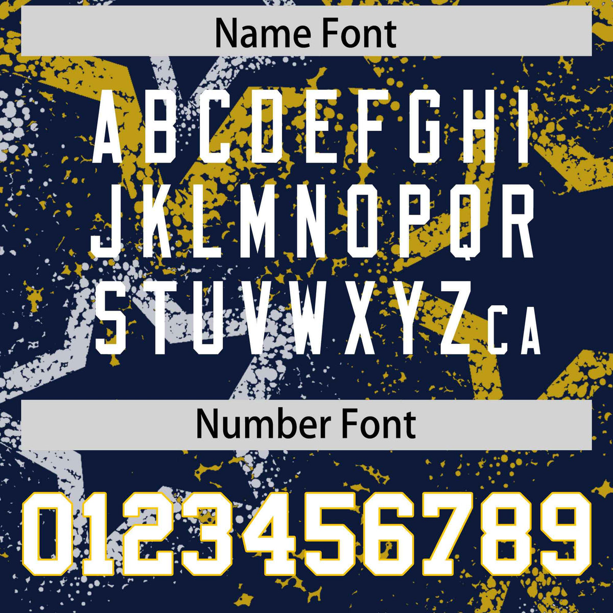 Custom Navy White Yellow Mesh Star Football Jersey