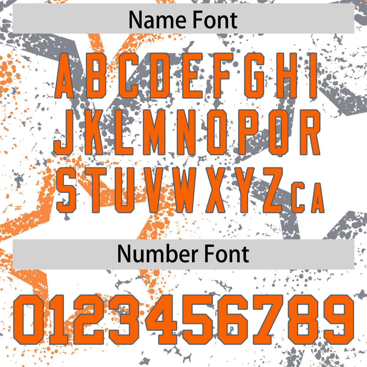 Custom White Orange Dark-Gray Mesh Star Football Jersey