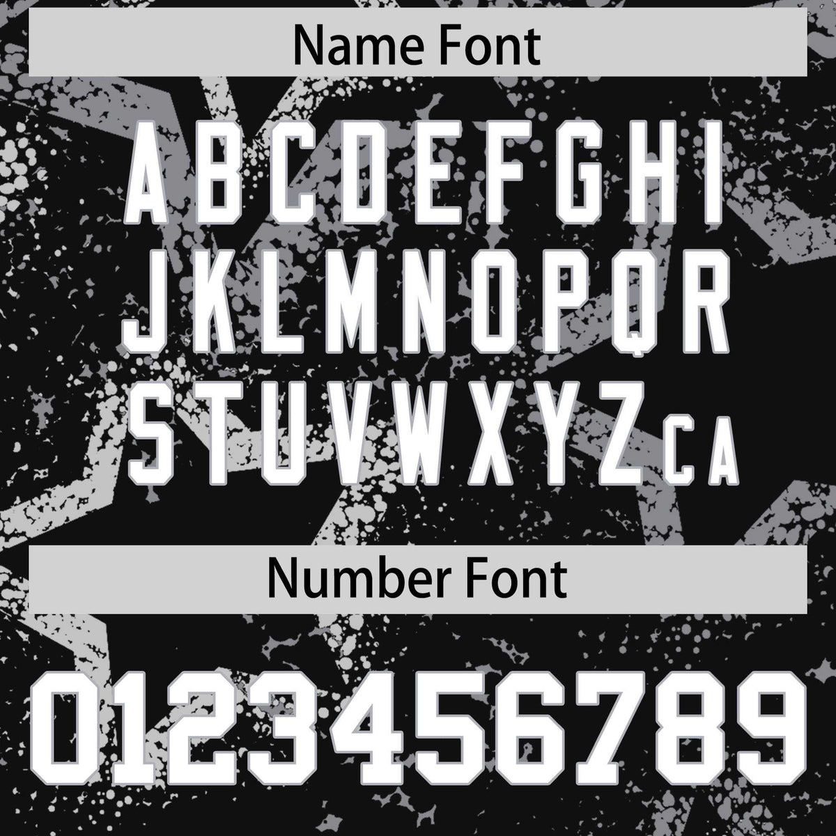 Custom Black Gray-White Mesh Star Football Jersey