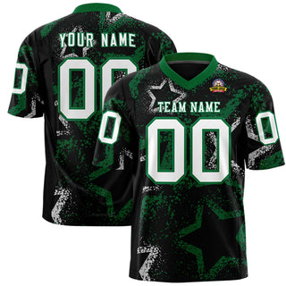 Camiseta de fútbol personalizada de malla negra, blanca y verde Kelly Star