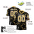 Custom Black Old Gold-White Mesh Star Football Jersey