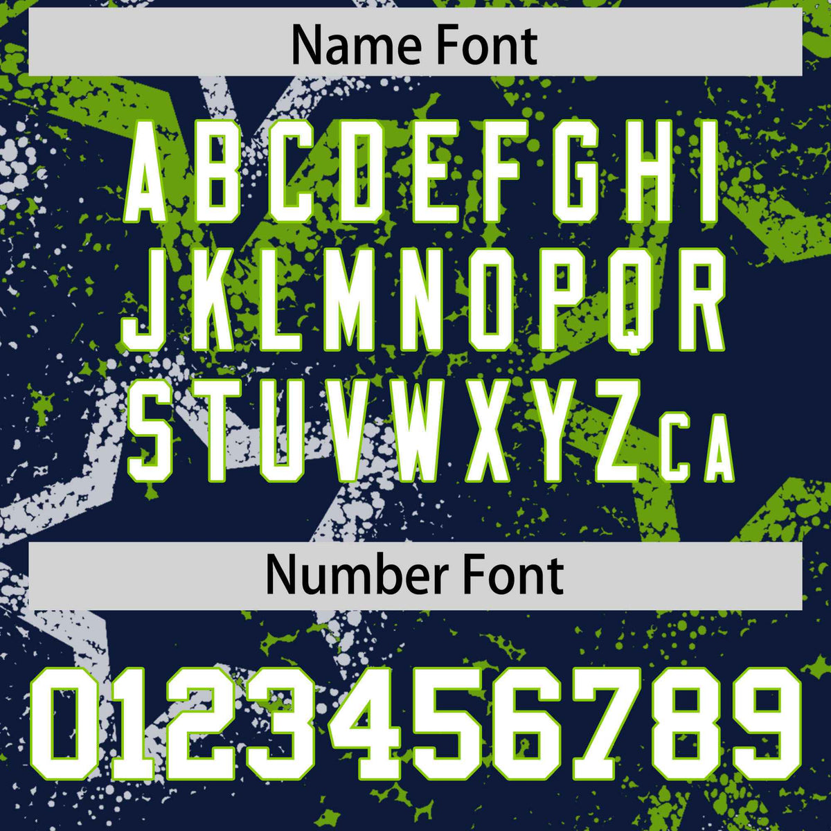 Custom Navy White Neon-Green Mesh Star Football Jersey