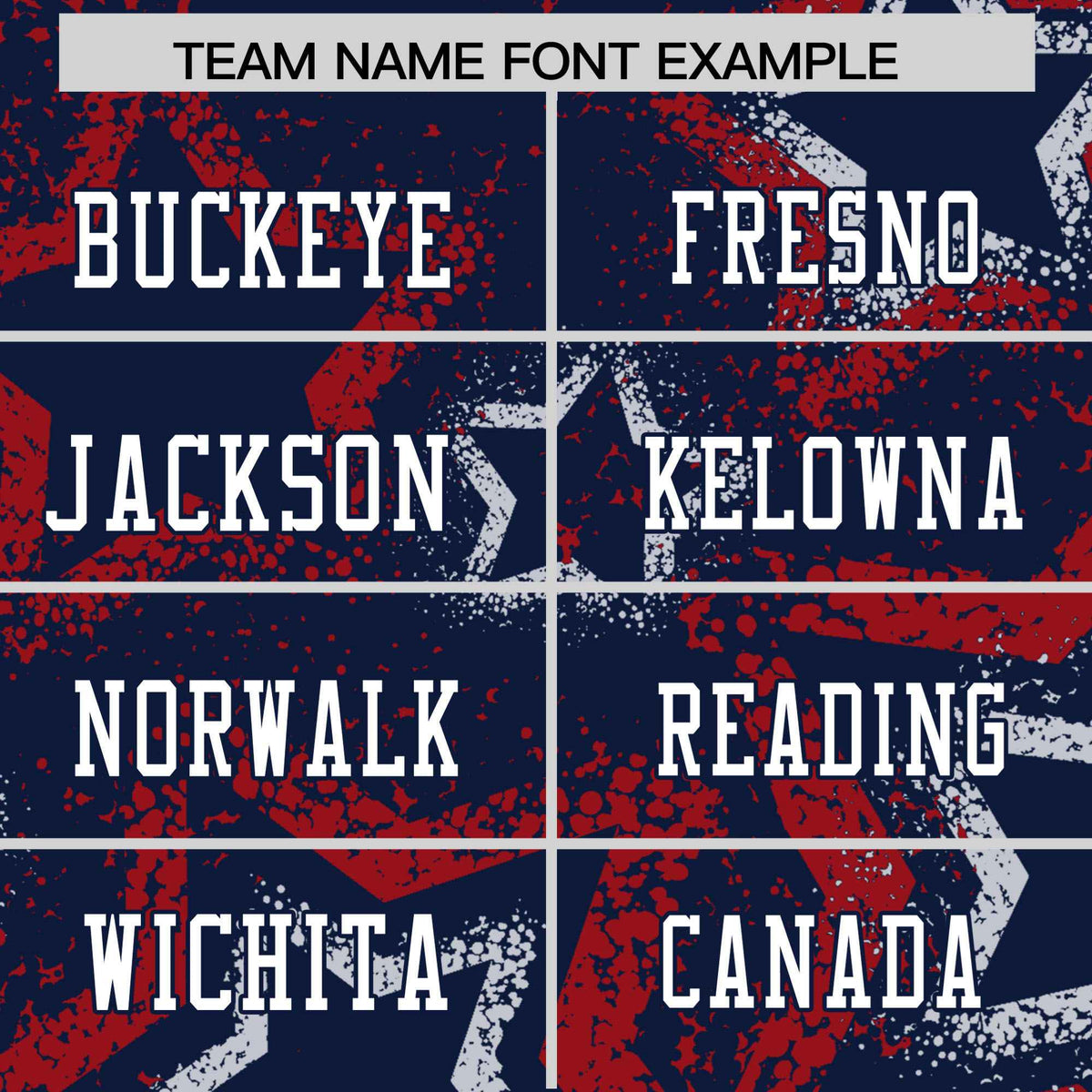 Custom Navy White-Red Mesh Star Football Jersey