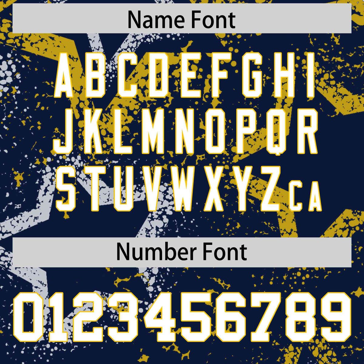 Custom Navy White-Gold Mesh Star Football Jersey