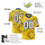 Custom Gold White-Royal Blue Mesh Star Football Jersey