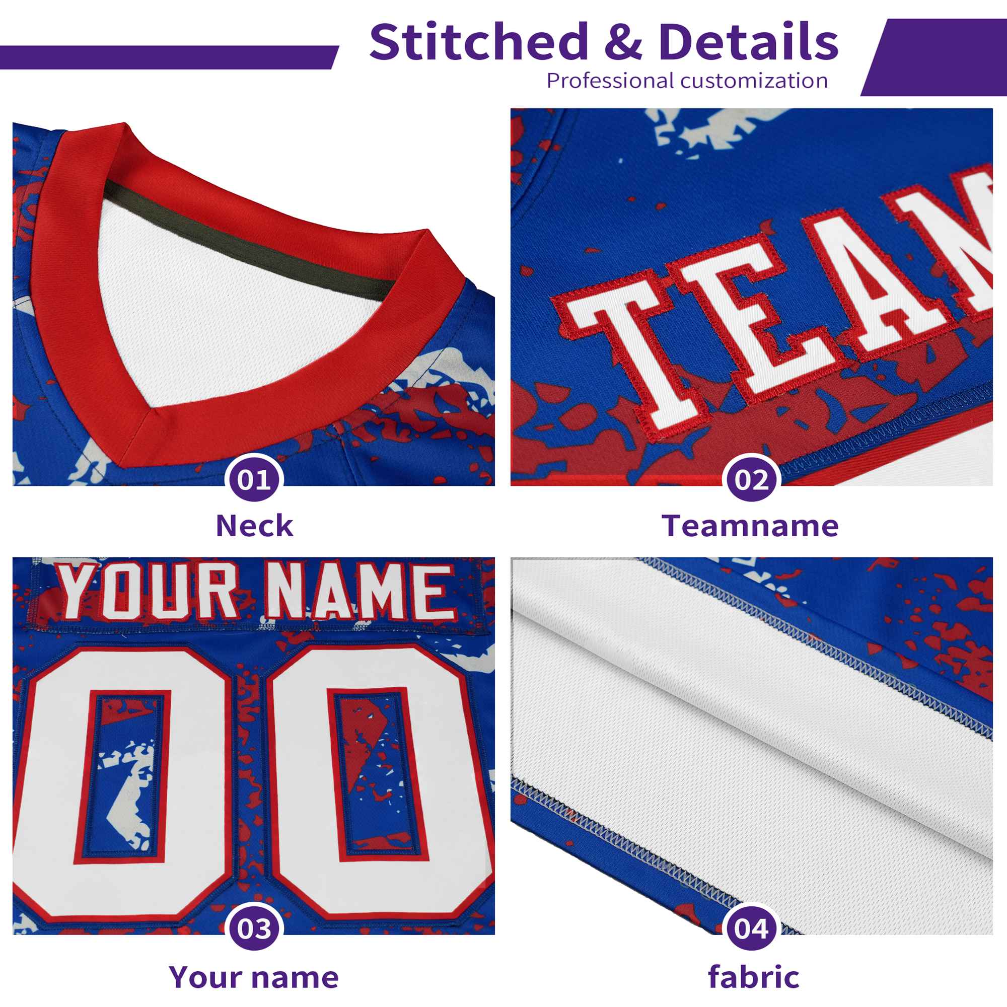 Custom Gold White-Royal Blue Mesh Star Football Jersey