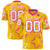 Custom Gold White-Pink Mesh Star Football Jersey