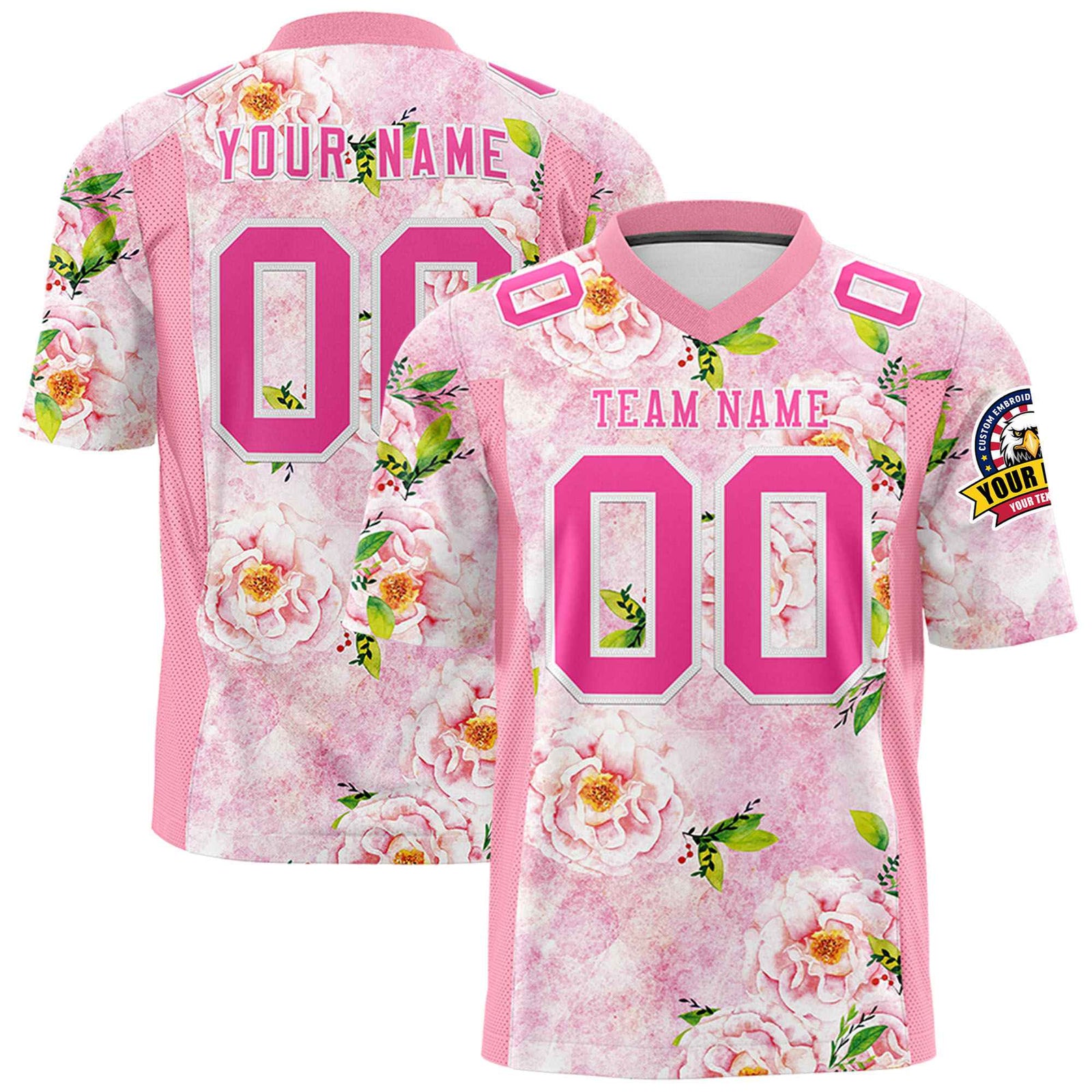 Custom Personalized Flower Pink Red Graffiti Pattern Design Authentic Football Jersey