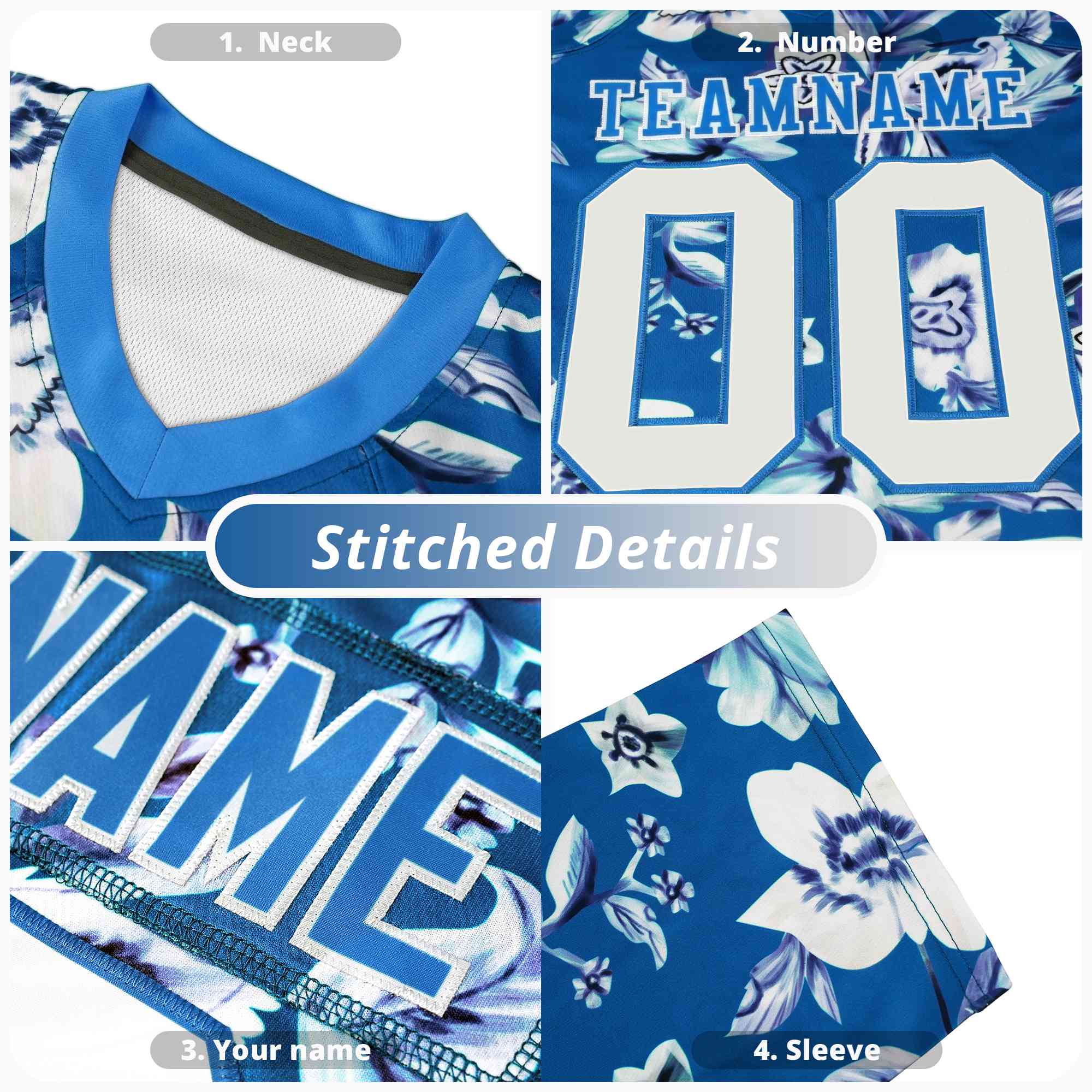 Custom Personalized Flower Blue Red Graffiti Pattern Design Authentic Football Jersey