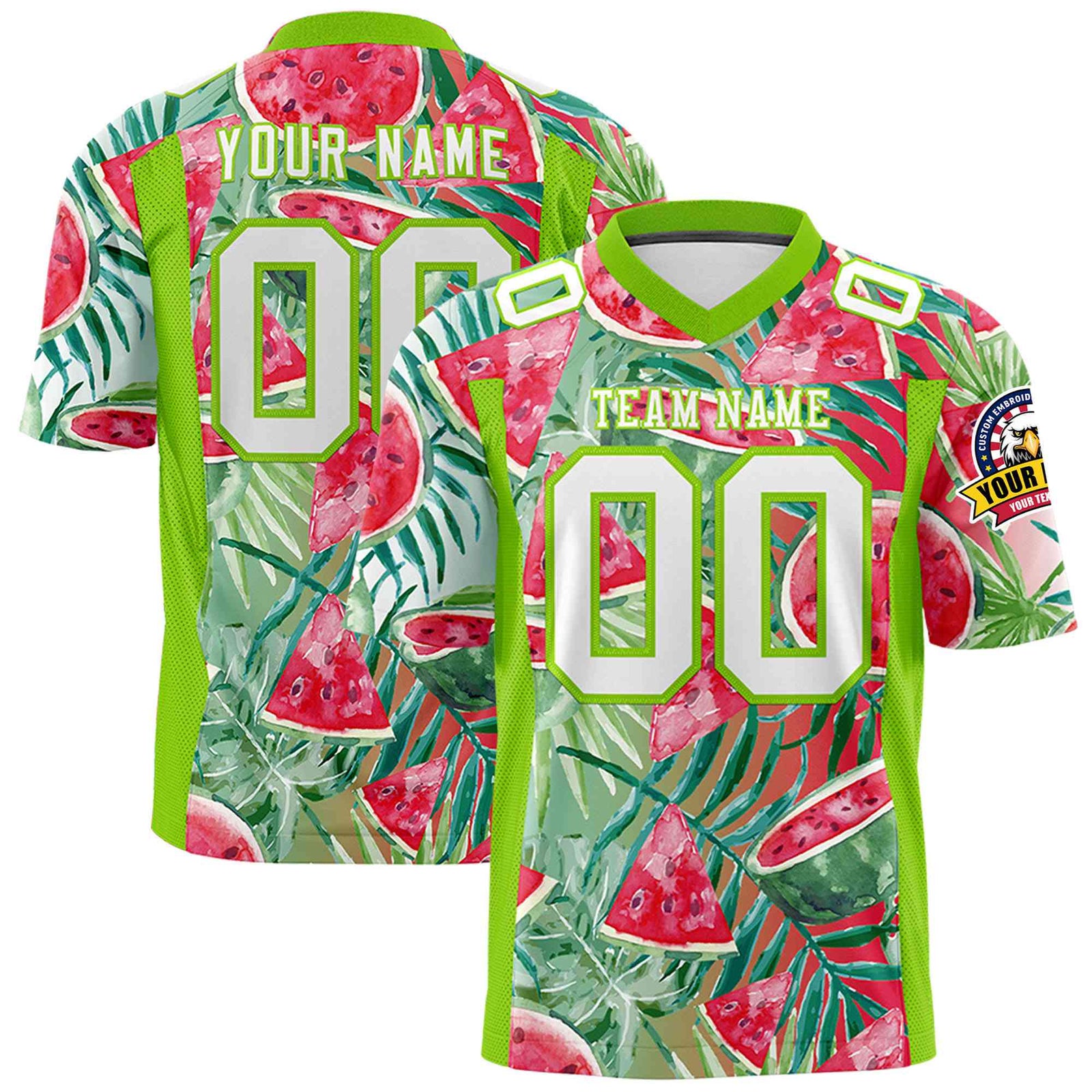 Custom Personalized Watermelon Green-Red Graffiti Pattern Design Authentic Football Jersey