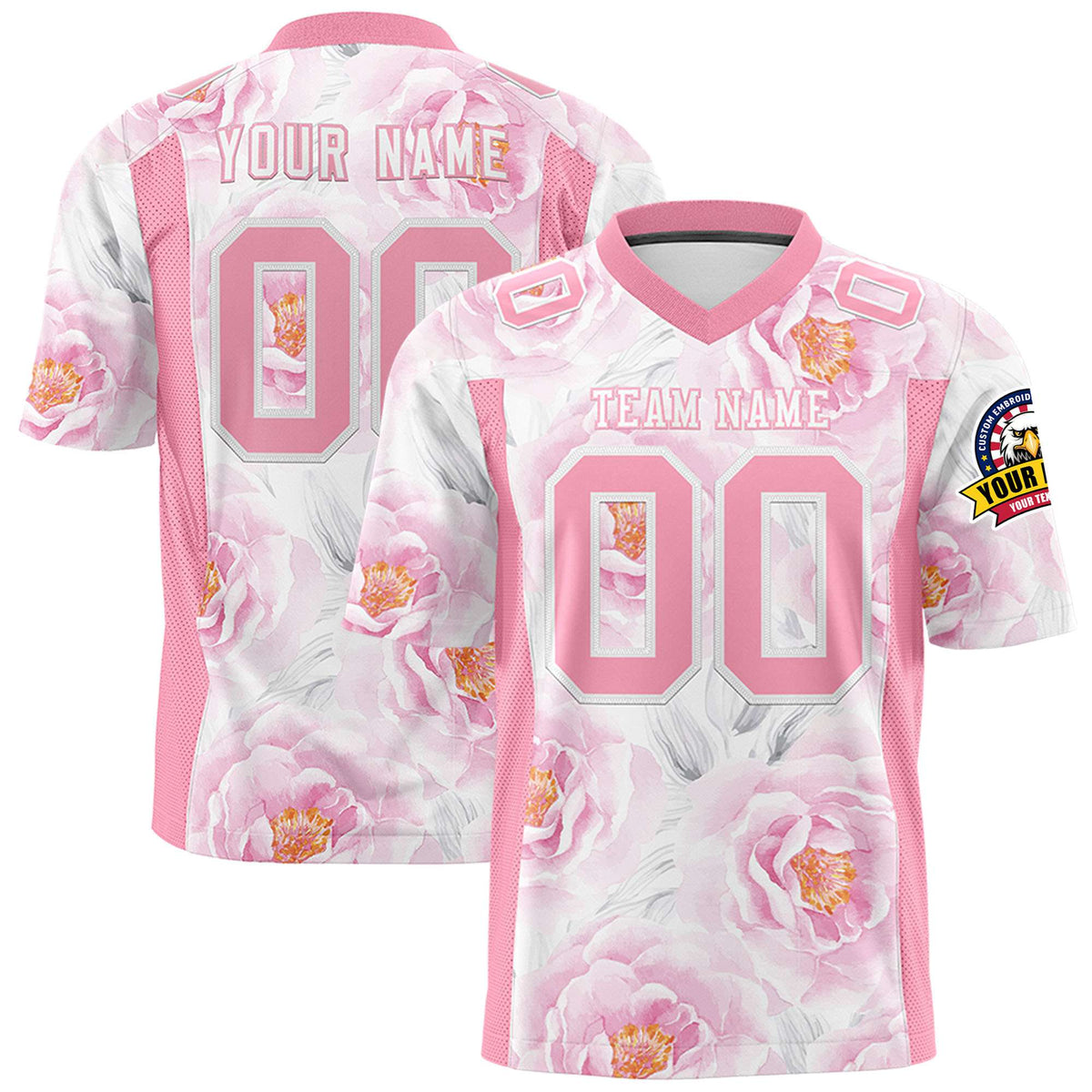 Custom Personalized Flower Pink Orange Graffiti Pattern Design Authentic Football Jersey