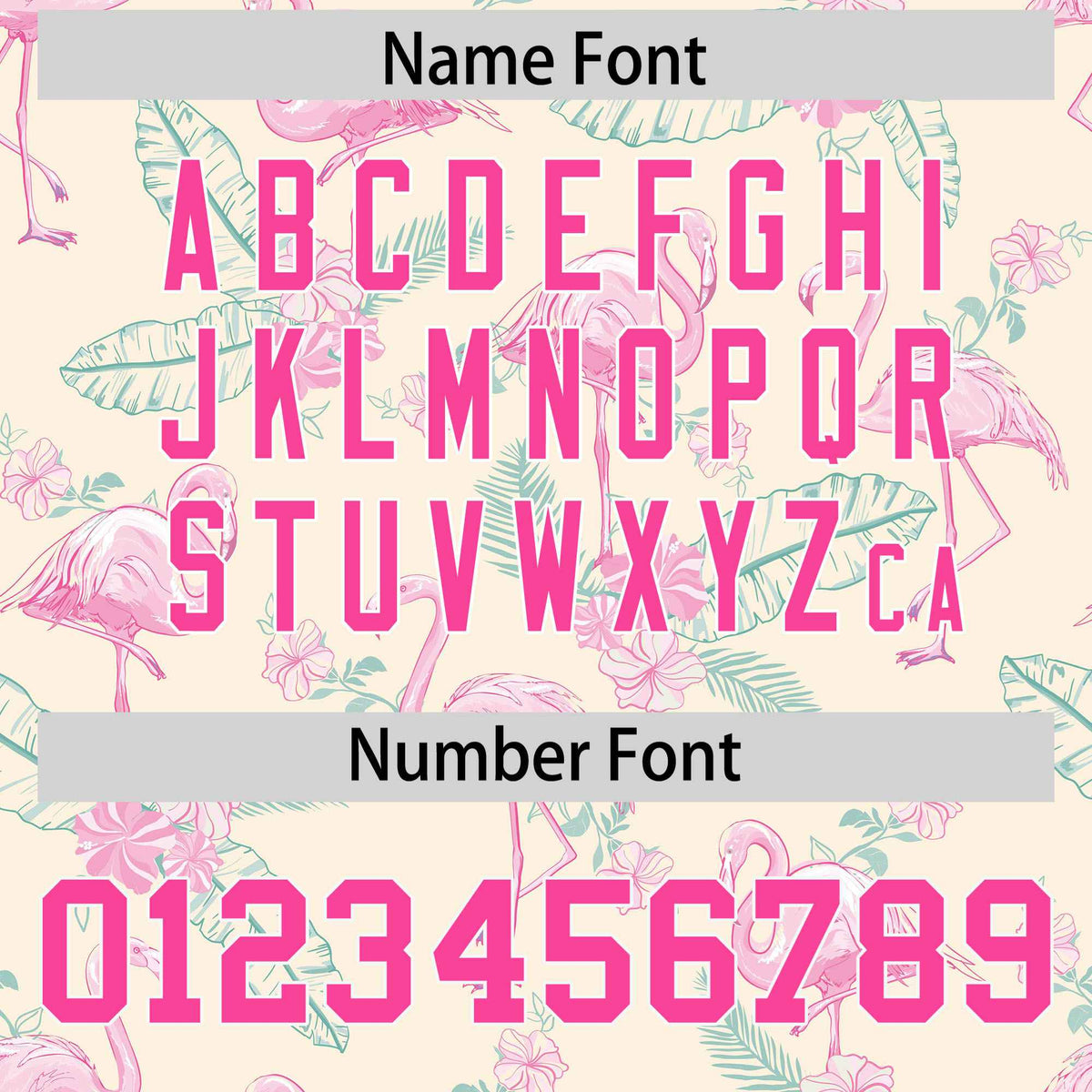 Custom Personalized Flamingo Off-white/Cream Pink Graffiti Pattern Design Authentic Football Jersey