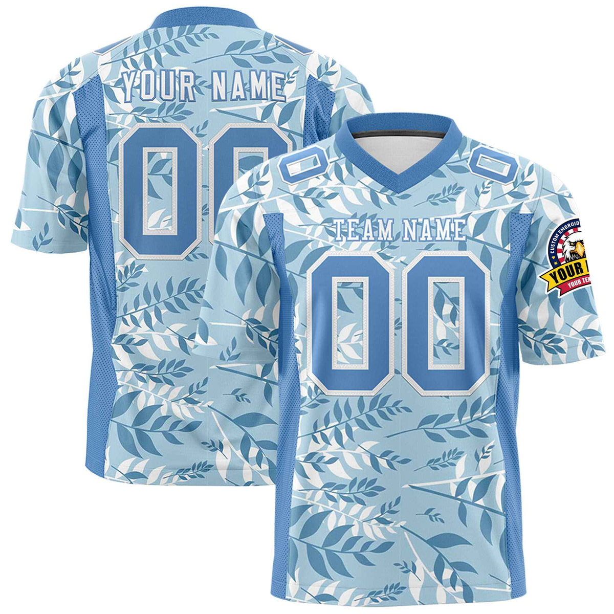 Custom Personalized Leaf Blue Graffiti Pattern Design Authentic Football Jersey