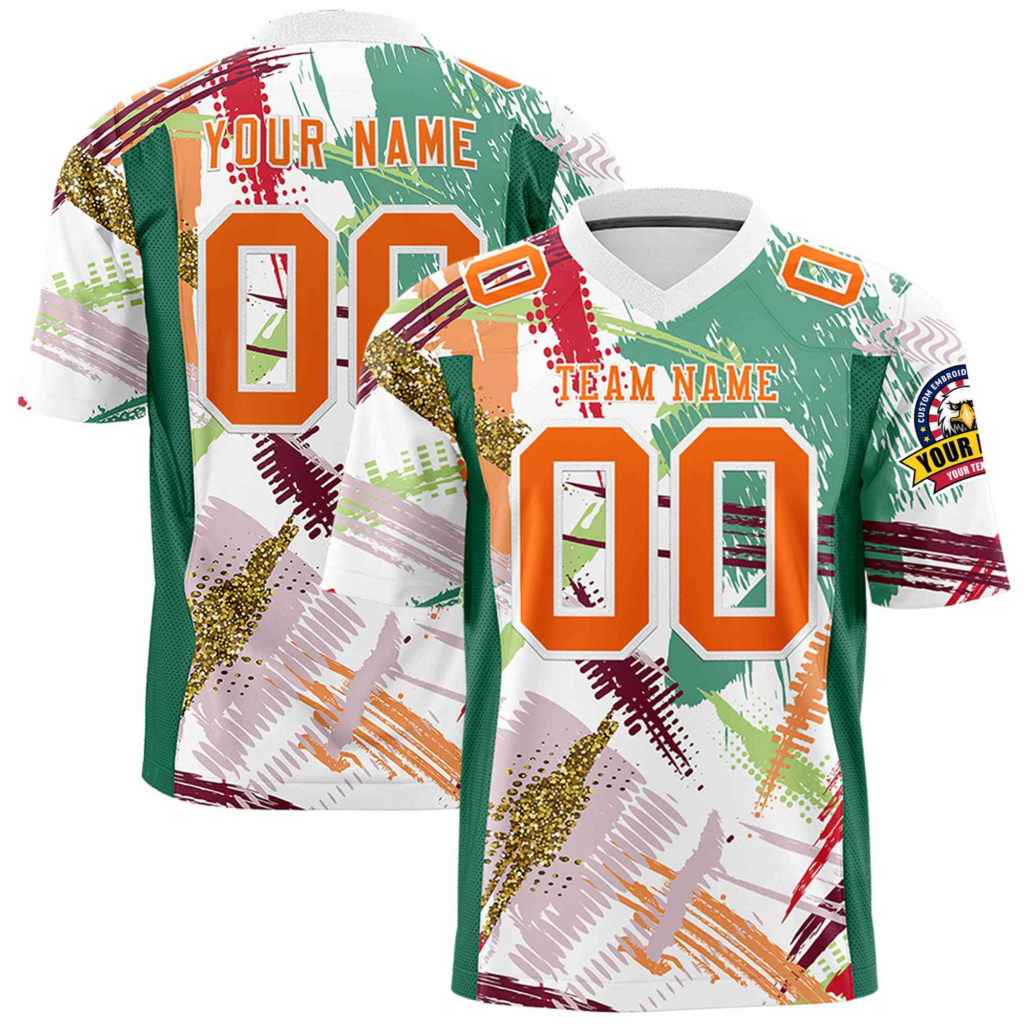 Custom Personalized Football Jersey Abstract Paint Splatter Design