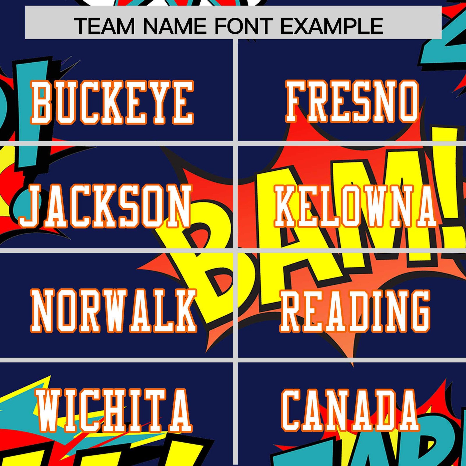 Custom Personalized Blue Football Jersey - Comic Book POW! Design