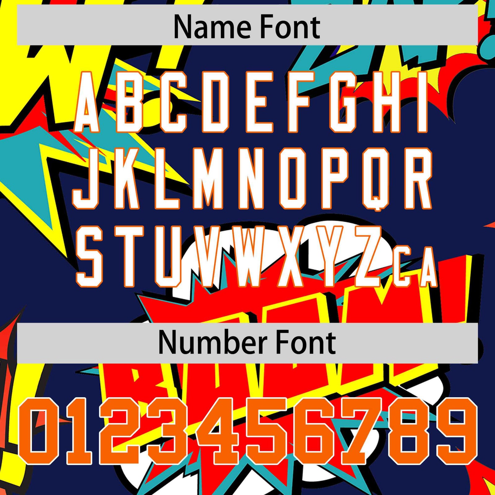 Custom Personalized Blue Football Jersey - Comic Book POW! Design