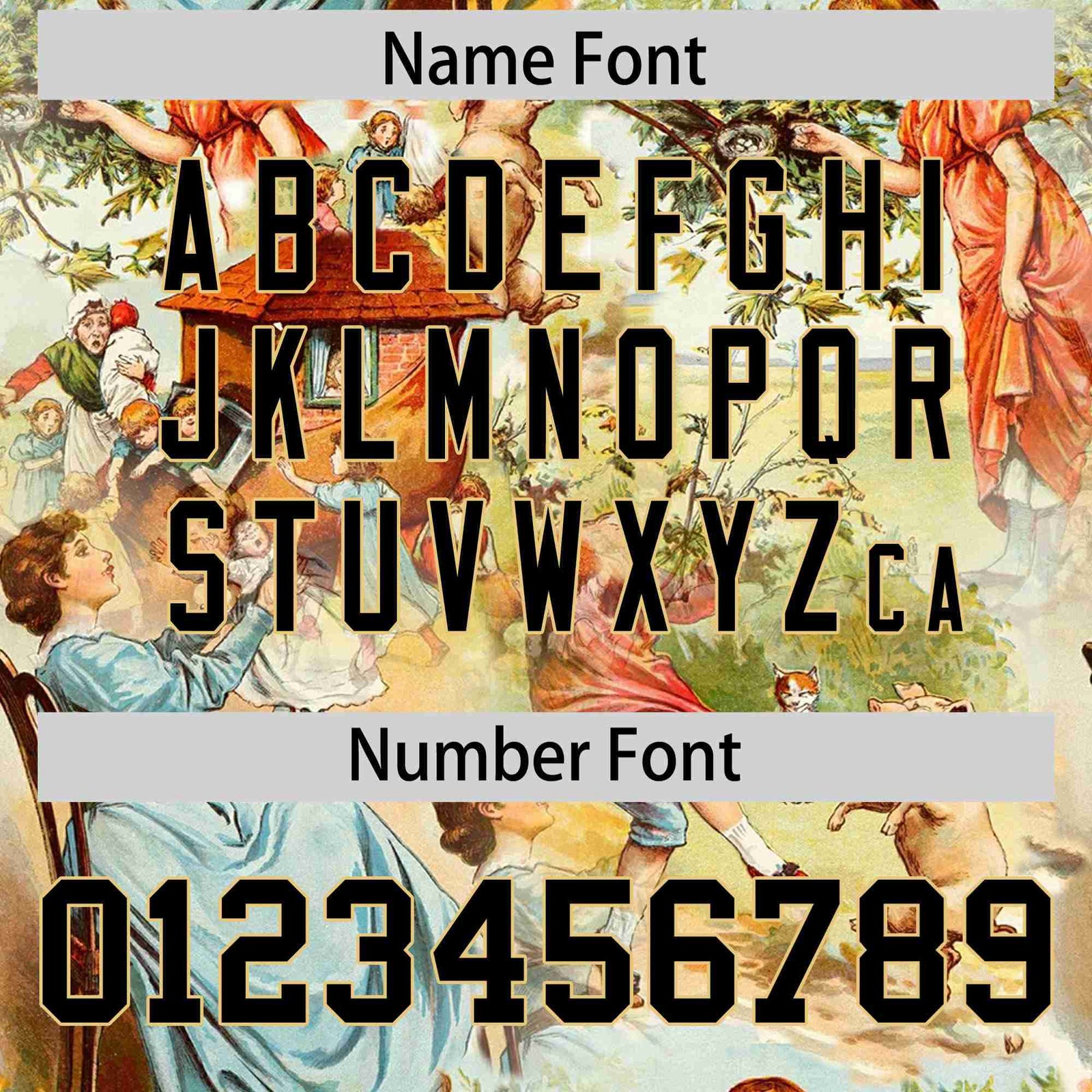 Custom Personalized Football Jersey - Vintage Storybook Design Personalized Name & Number