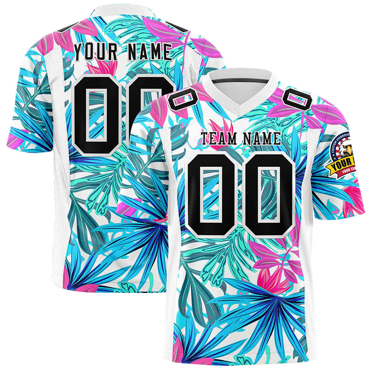 Custom Personalized Football Jersey - Tropical Paradise Design Personalized Name &amp; Number