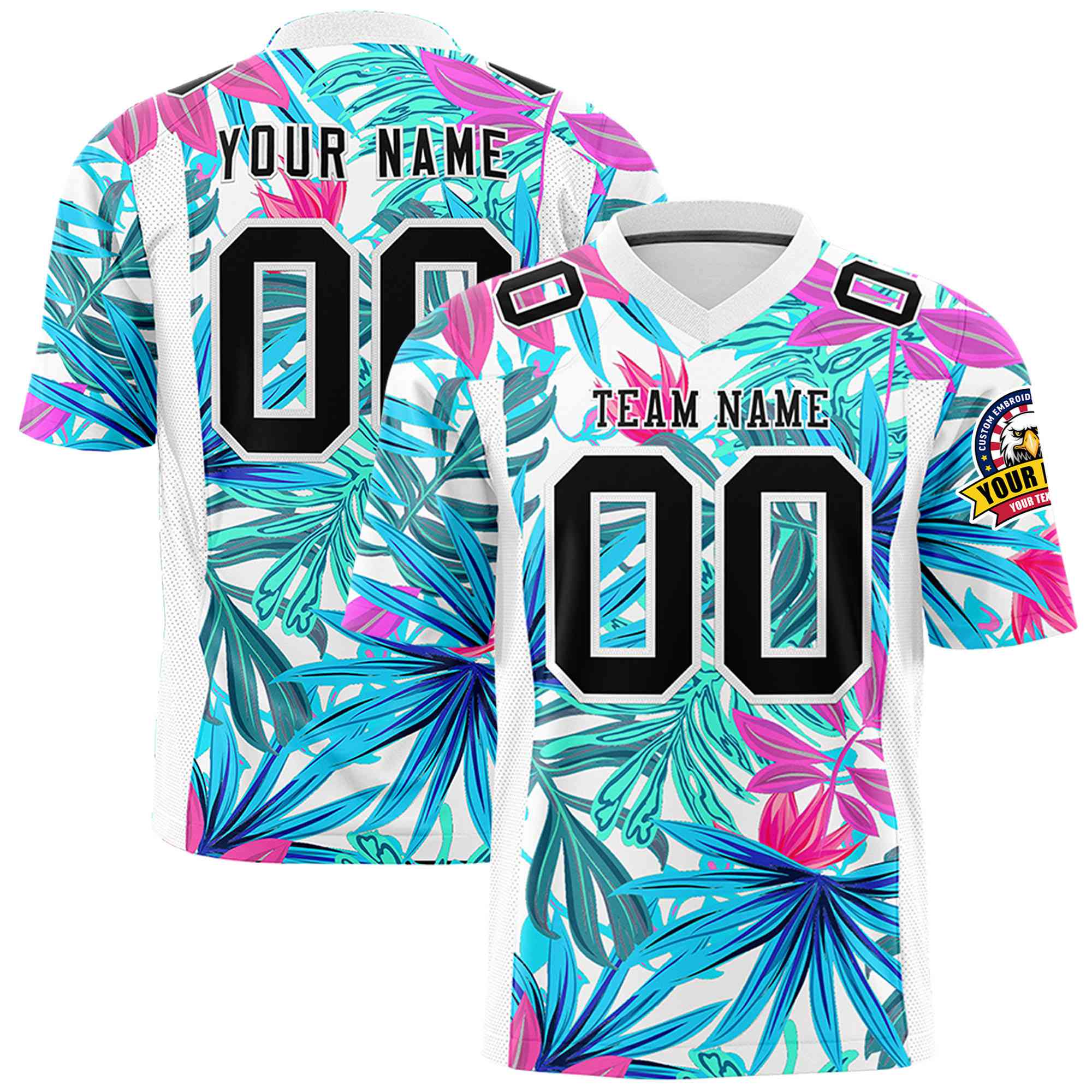 Custom Personalized Football Jersey - Tropical Paradise Design Personalized Name & Number