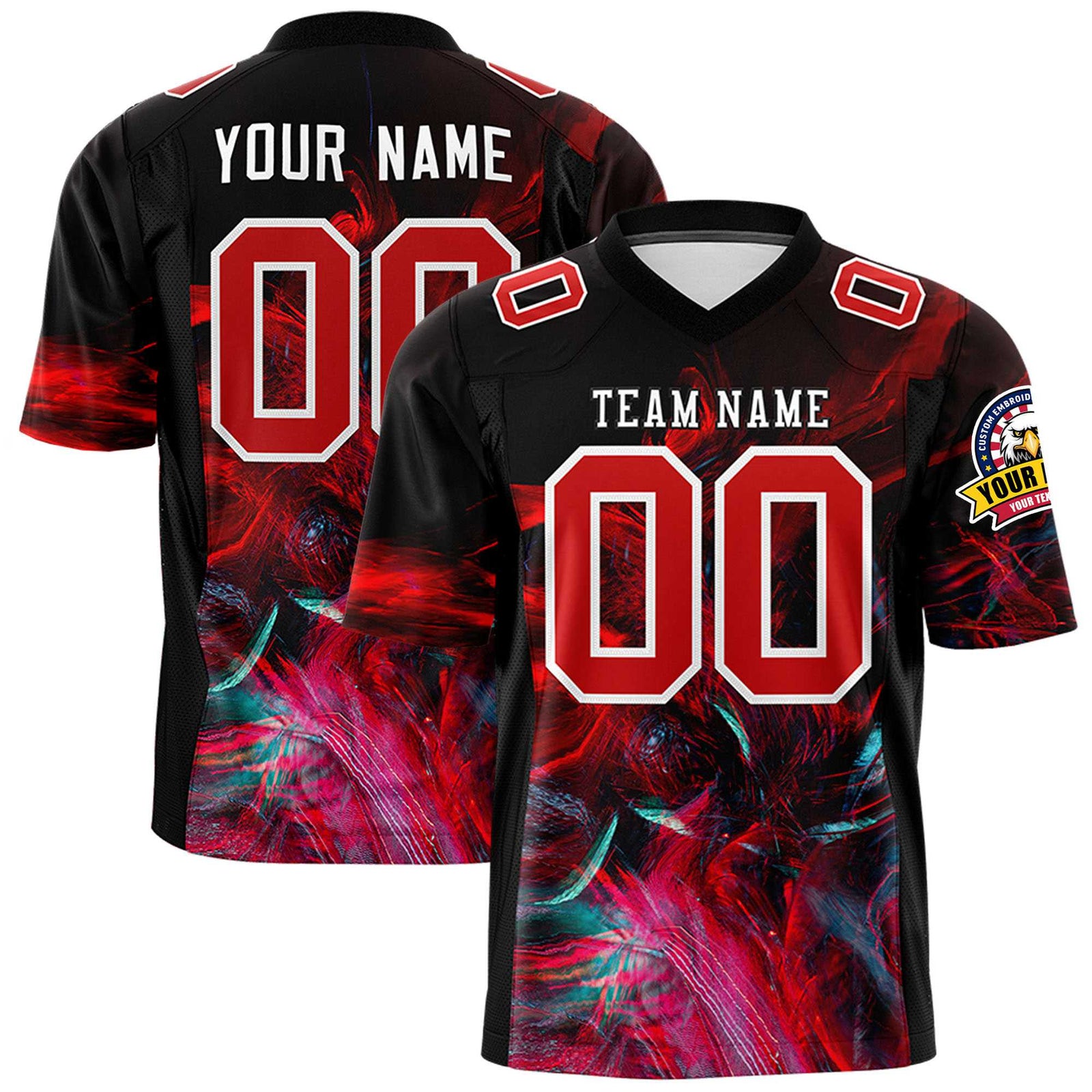 Custom Personalized Football Jersey Fiery Design - Personalized Name & Number
