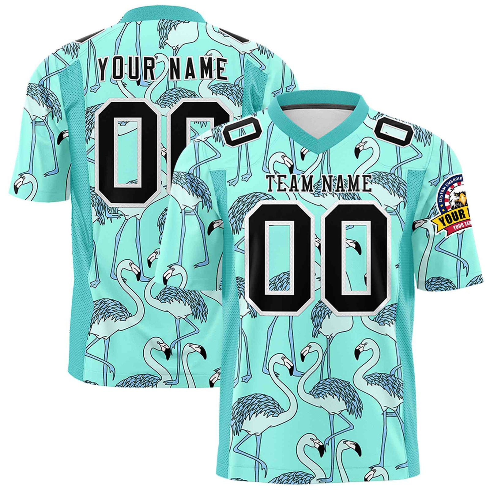Custom Football Jersey Tropical Flamingo - Personalized Name & Number