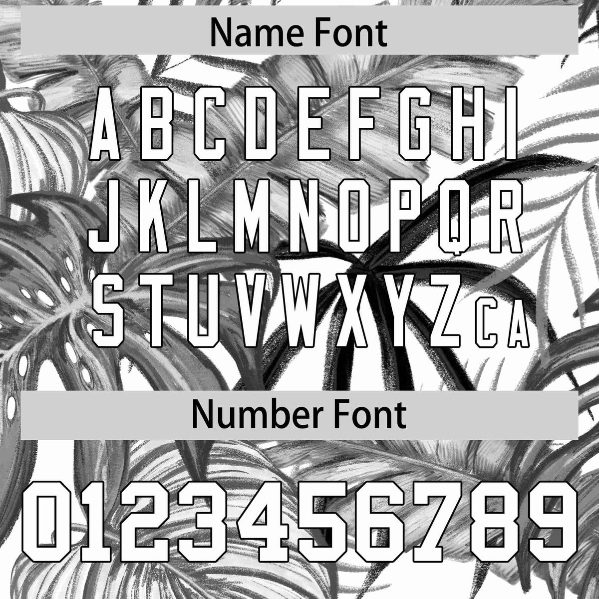 Custom Football Jersey Monochrome Tropical Leaves - Personalized Name & Number