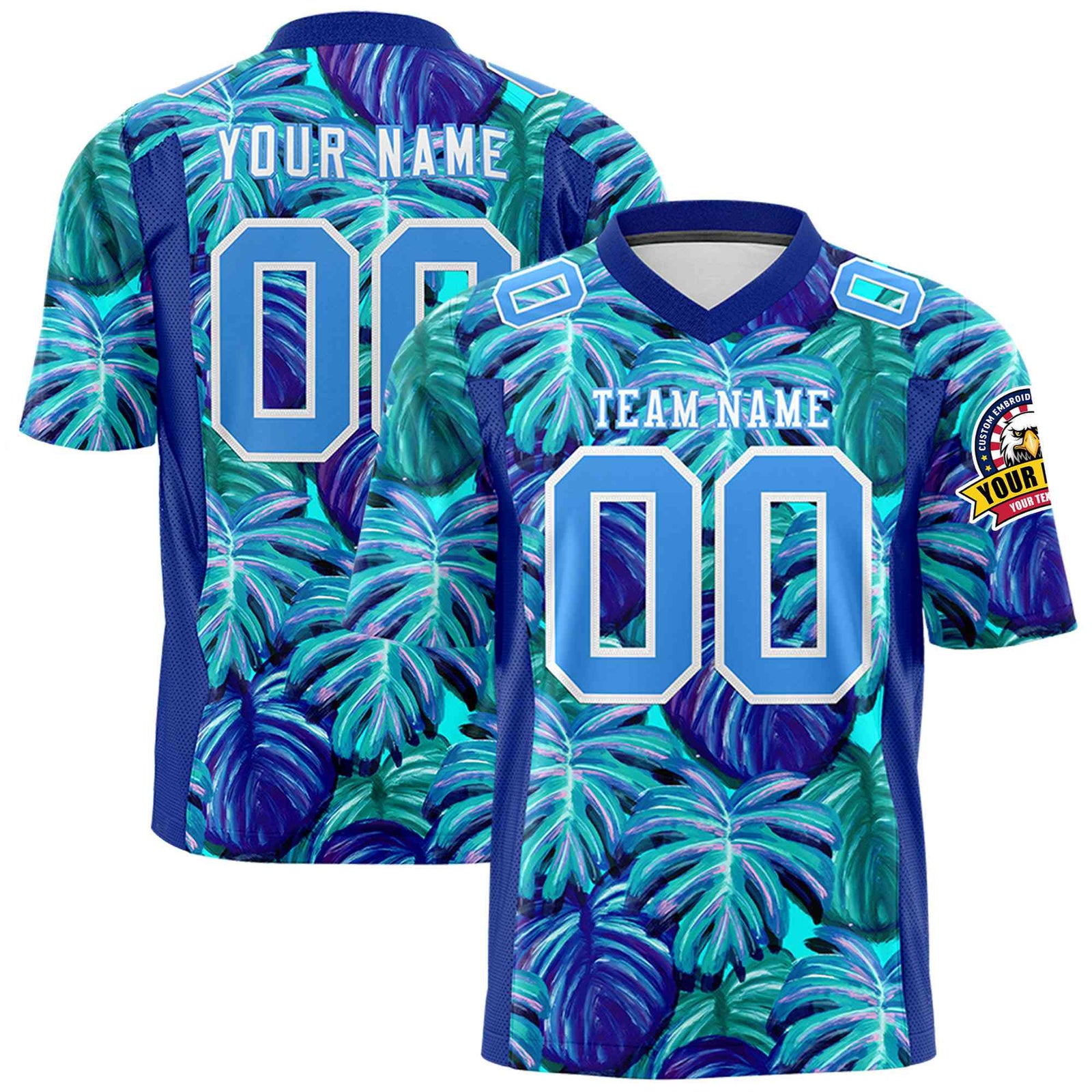 Custom Tropical Paradise Football Jersey Customizable Name & Number