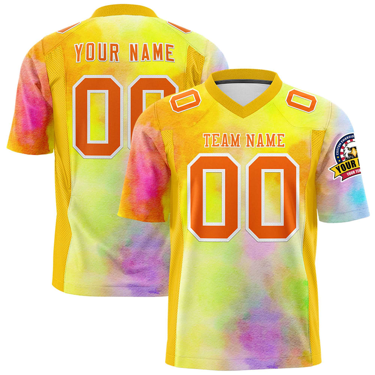 Custom Yellow Football Jersey | Customizable Name &amp; Number Vibrant Colors