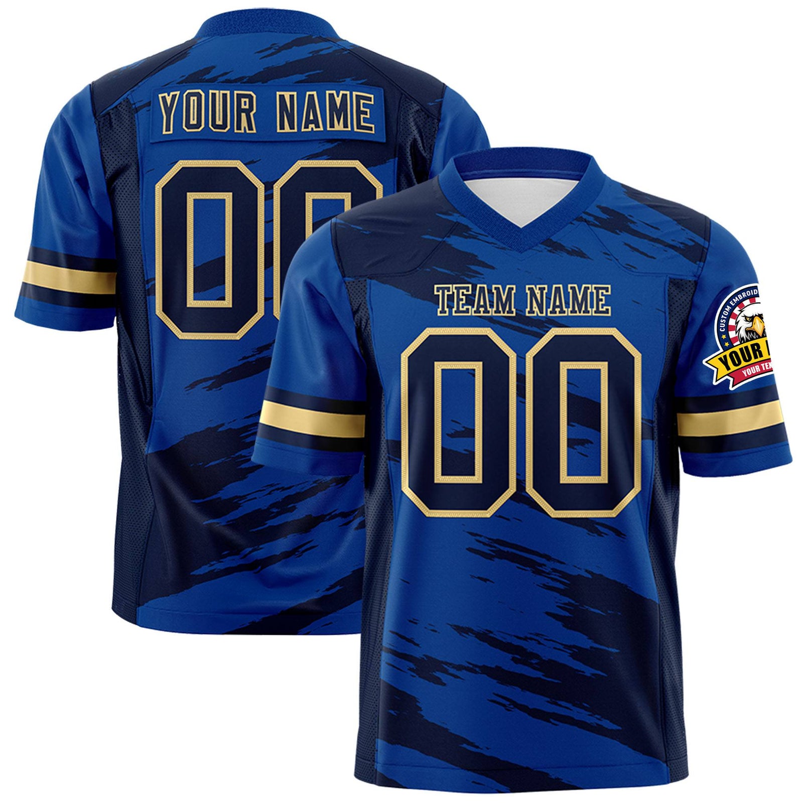 Custom Royal Blue-Navy Mesh Scratch Football Jersey